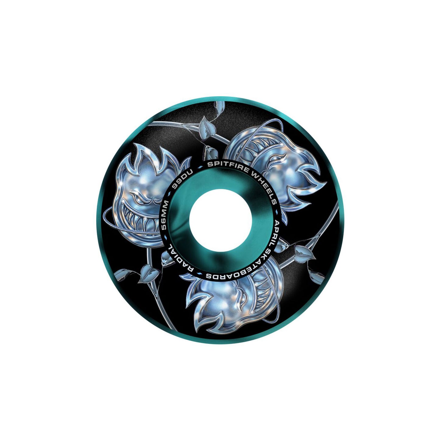 Spitfire X April Bighead Rose Radial F4 99D Wheels, black/blue swirl (56mm) — available at TIKI ROOM