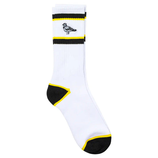 Anti Hero Basic Pigeon Embroidered Sock, white/black/yellow - Tiki Room Skateboards - 1