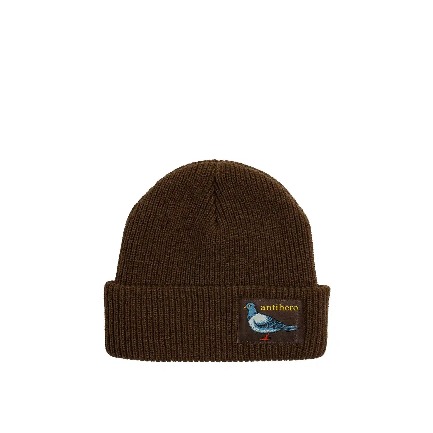 Anti Hero Lil Pigeon Label Cuff Beanie, brown/gold