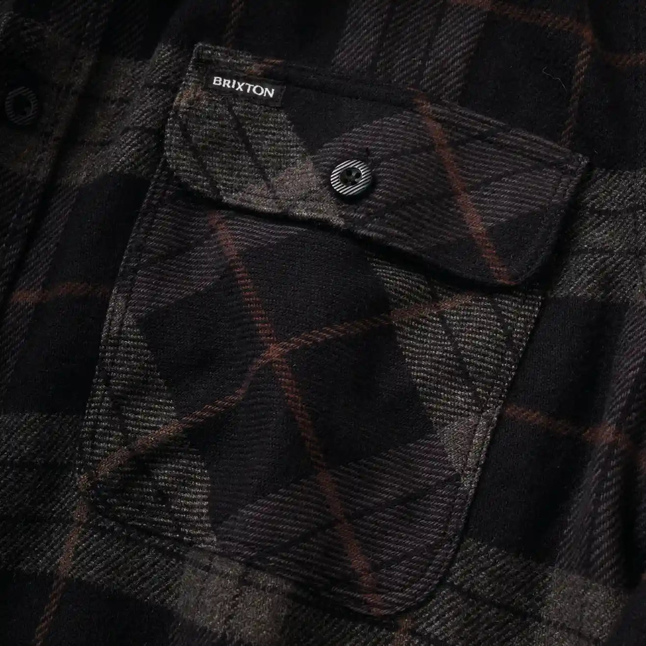 Brixton Bowery Long Sleeve Flannel, black/charcoal - Tiki Room Skateboards - 3