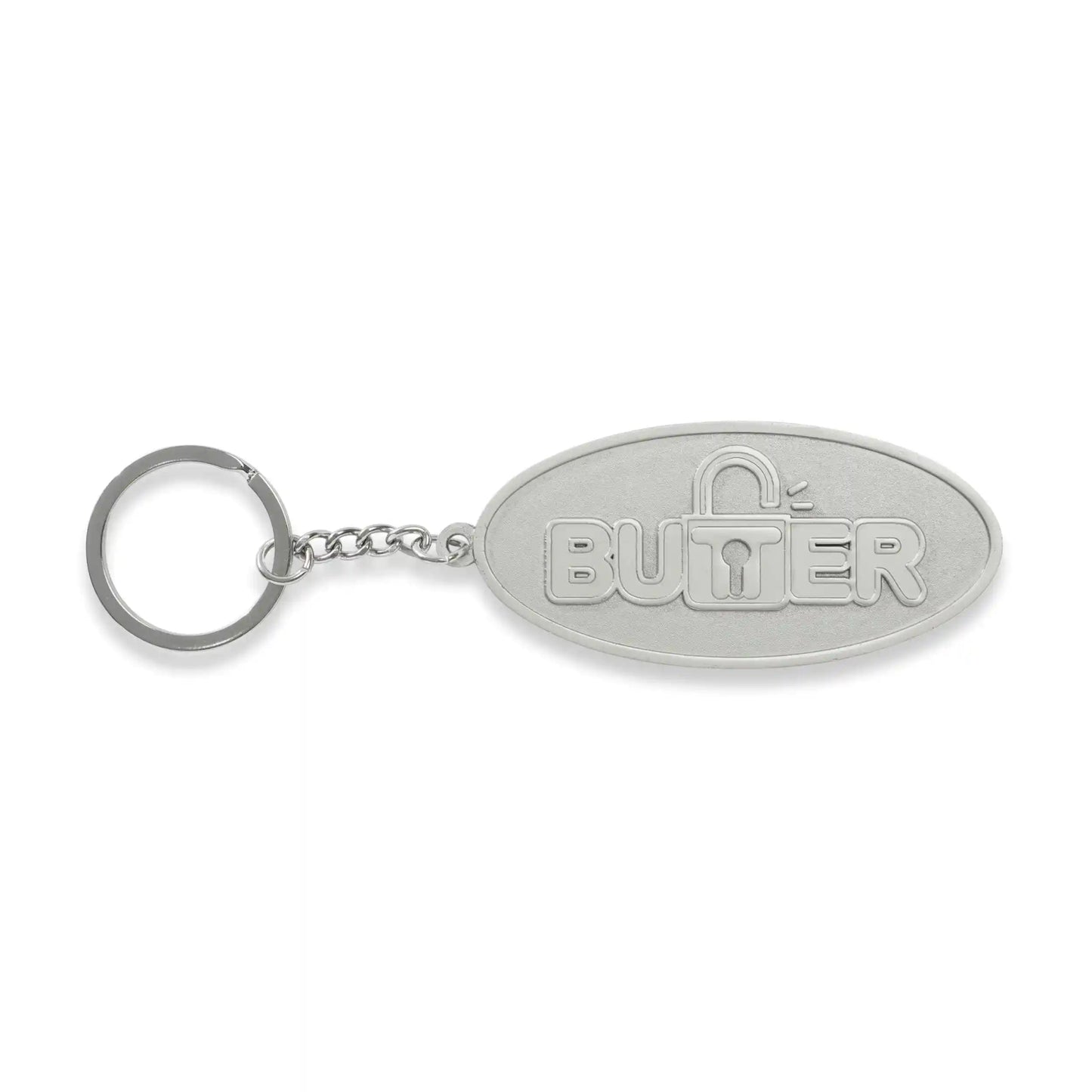 Butter Goods Lock Metal Keychain, matte silver