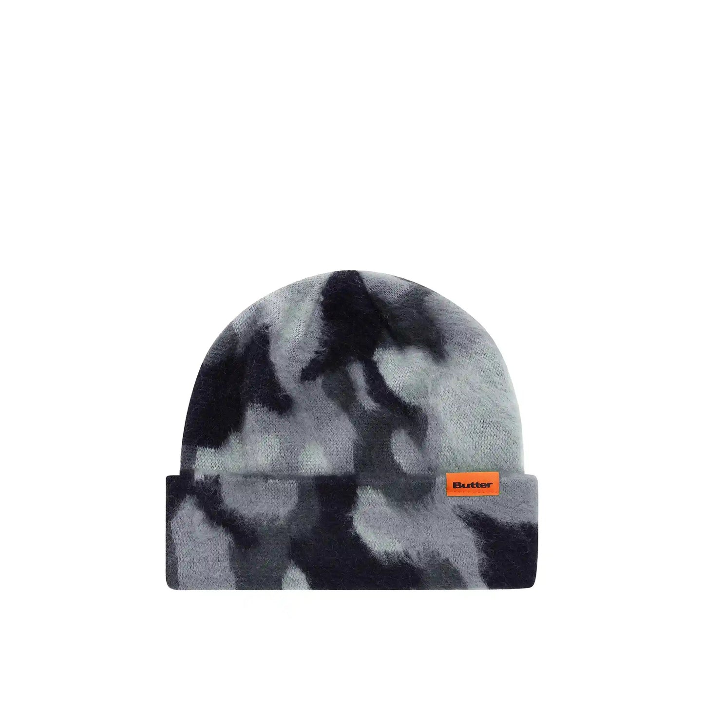 Butter Goods Mohair Camo Cuff Beanie, charcoal