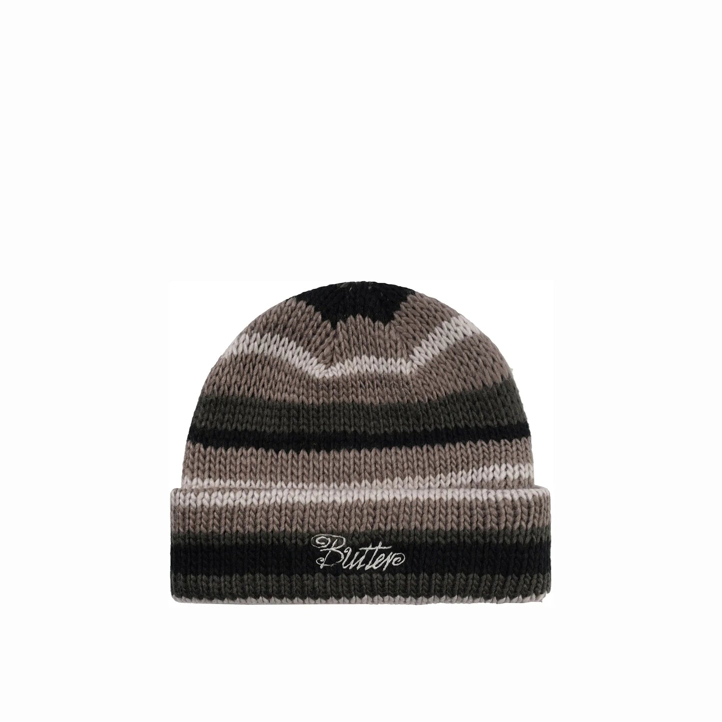 Butter Goods Ombre Stripe Knit Beanie, black - Tiki Room Skateboards - 1