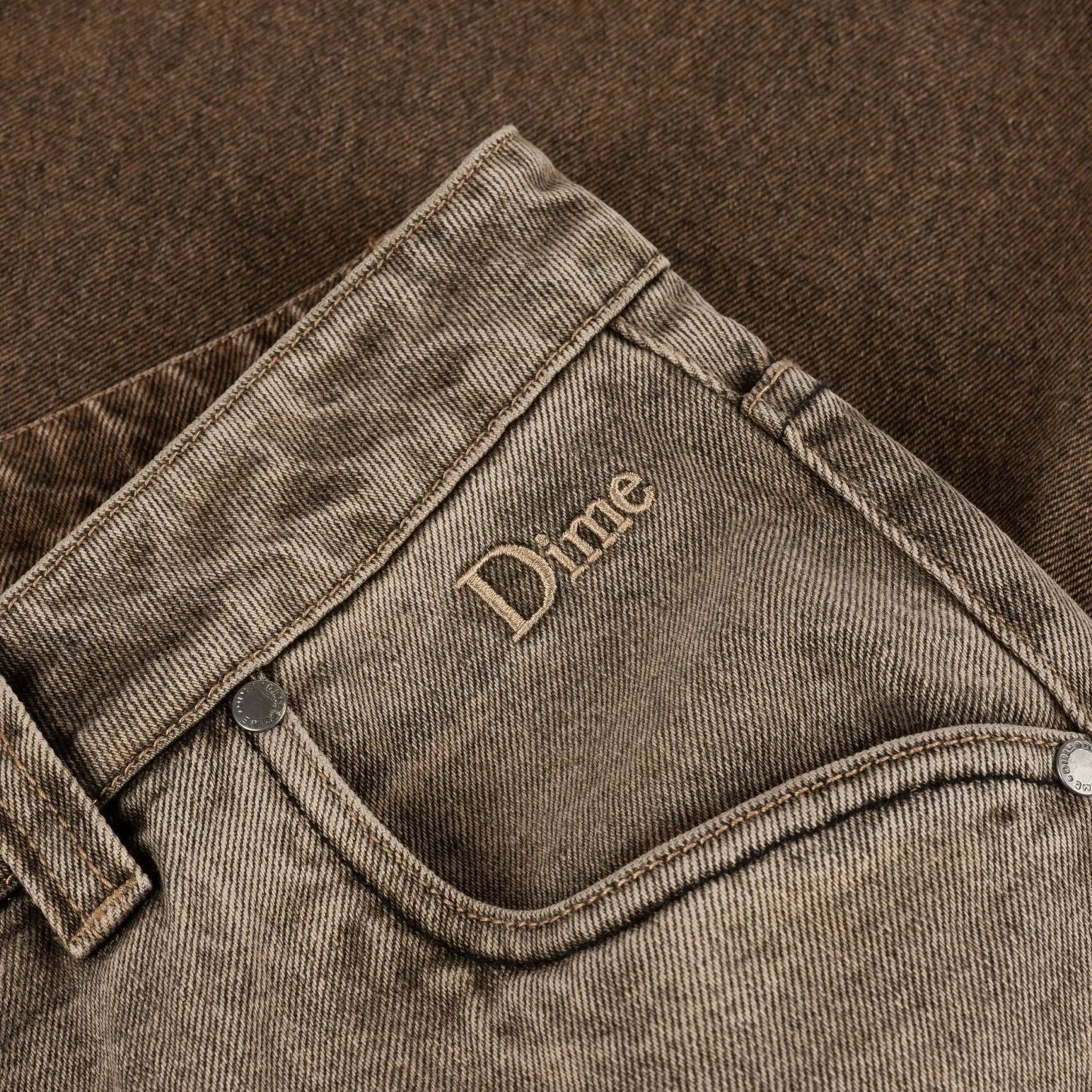 Dime Classic Baggy Denim Pants, dipped sandblasted brown - Tiki Room Skateboards - 6