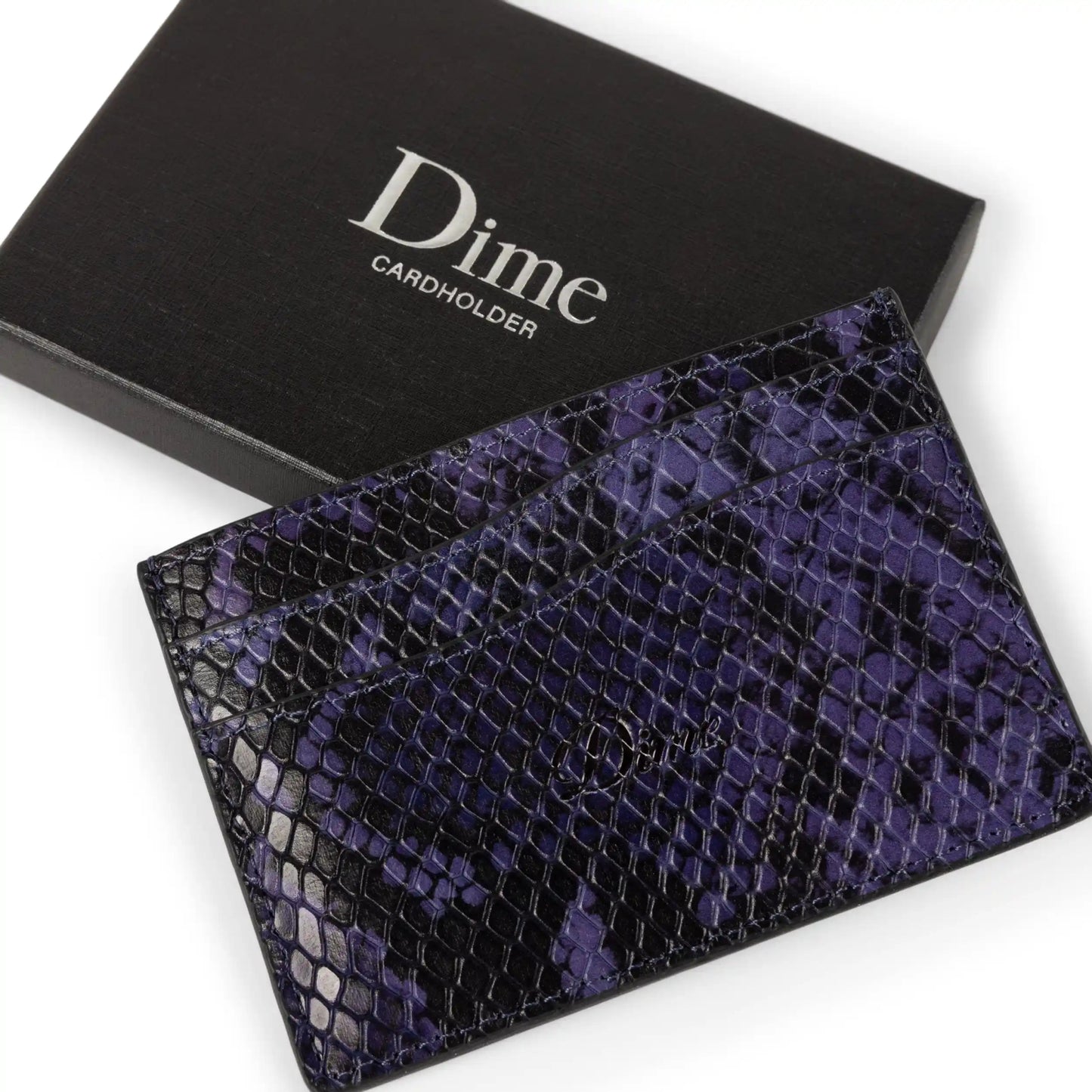 Dime Embossed Leather Cardholder, purple snake - Tiki Room Skateboards - 2