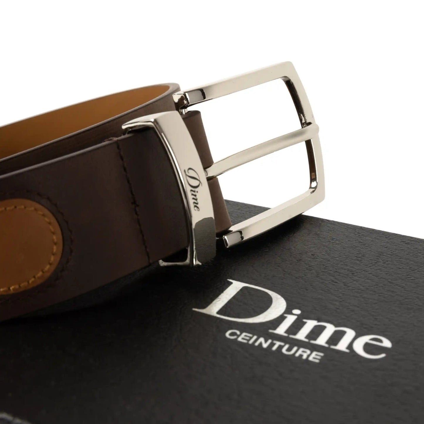 Dime Premium Leather Belt, brown - Tiki Room Skateboards - 2