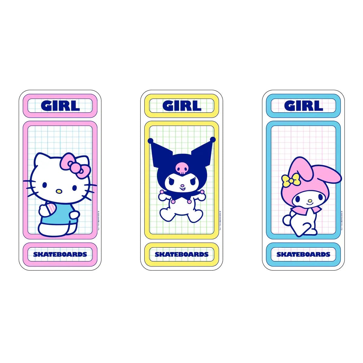 Girl Hello Kitty Rainbow Decal 3 - Pack - Tiki Room Skateboards - 1