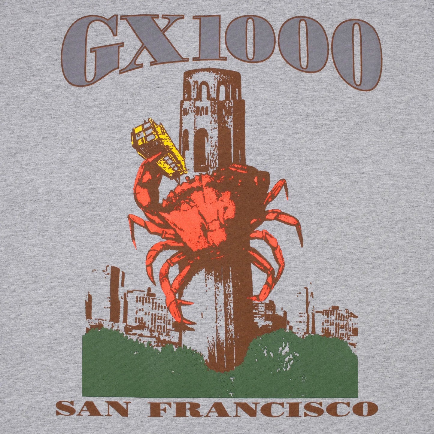 GX1000 Crab Tee, heather grey - Tiki Room Skateboards - 2