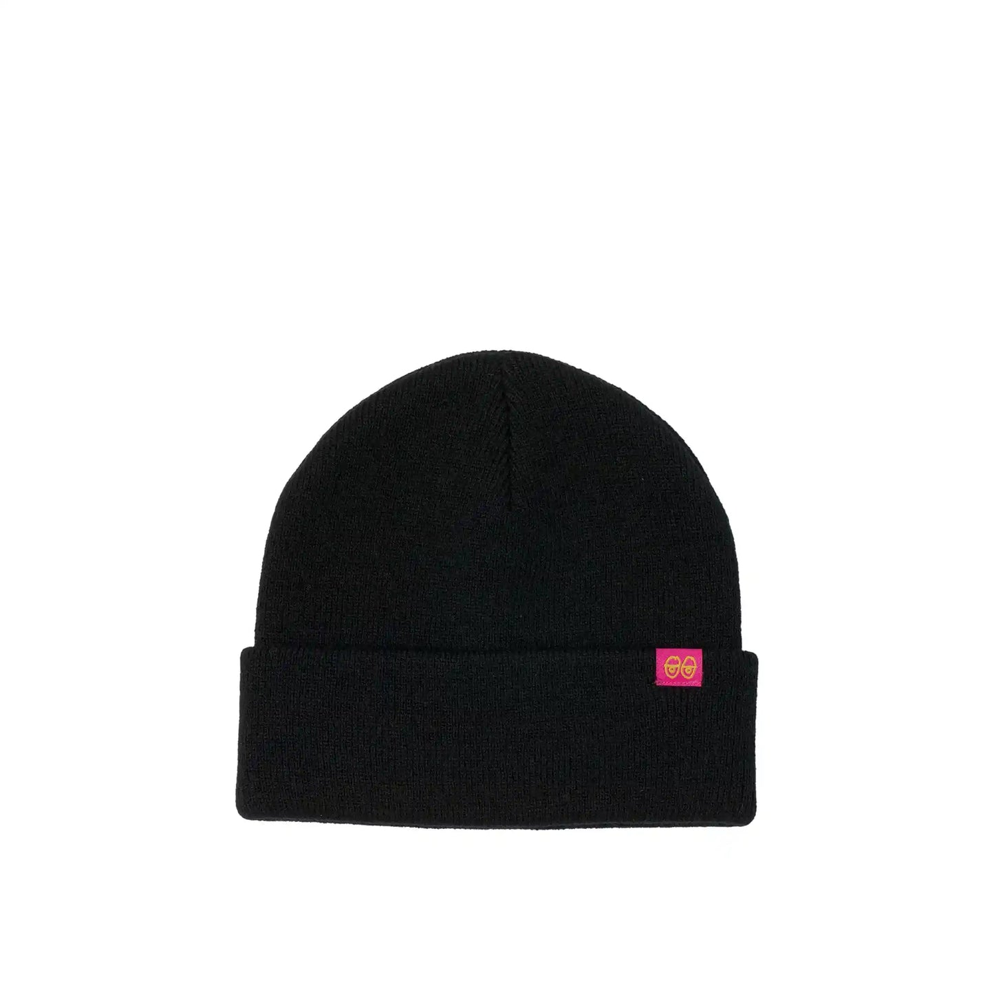 Krooked Eyes Clip Cuff Beanie, black/pink/yellow