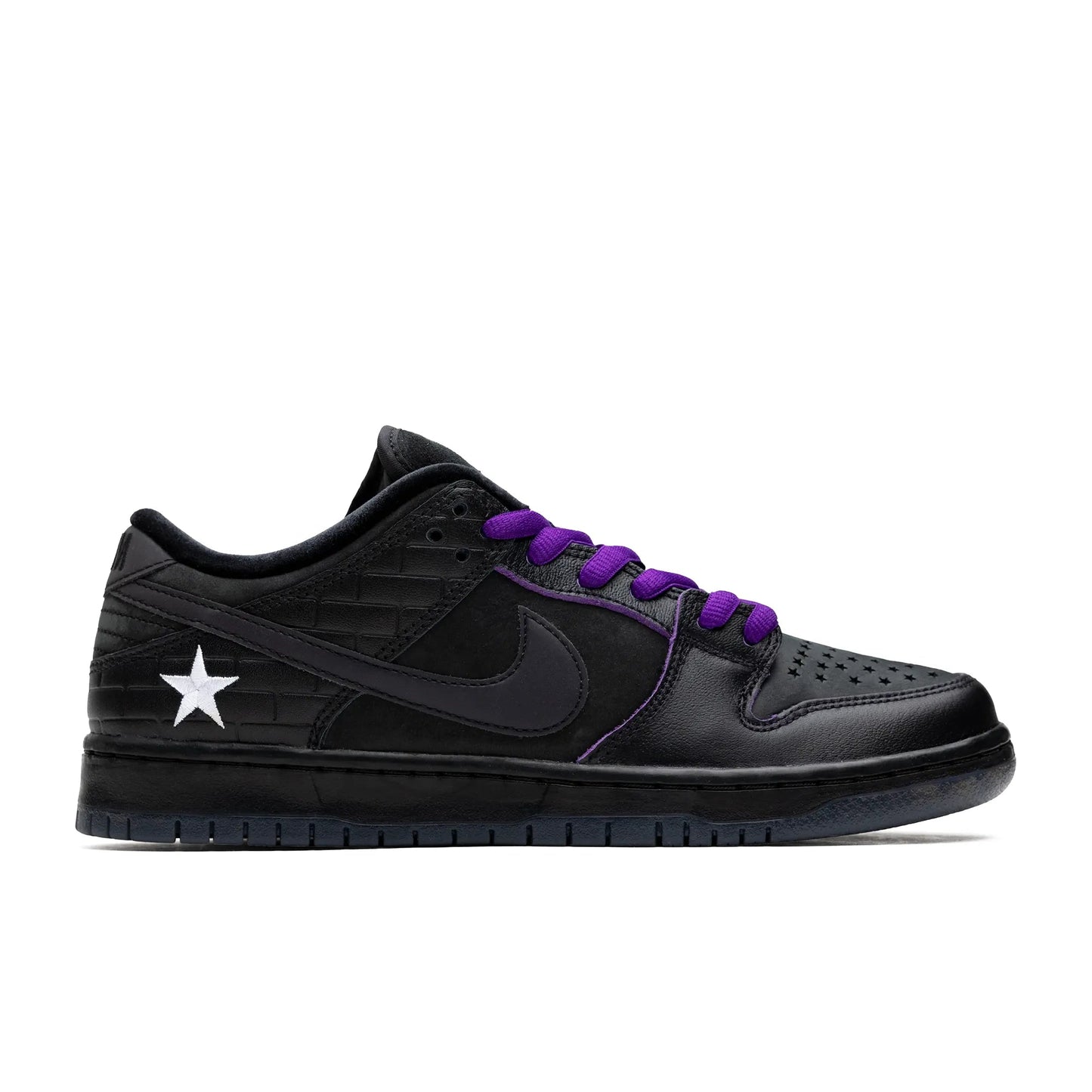 Nike SB Dunk Low Pro QS, black/voltage purple - white - Tiki Room Skateboards - 1