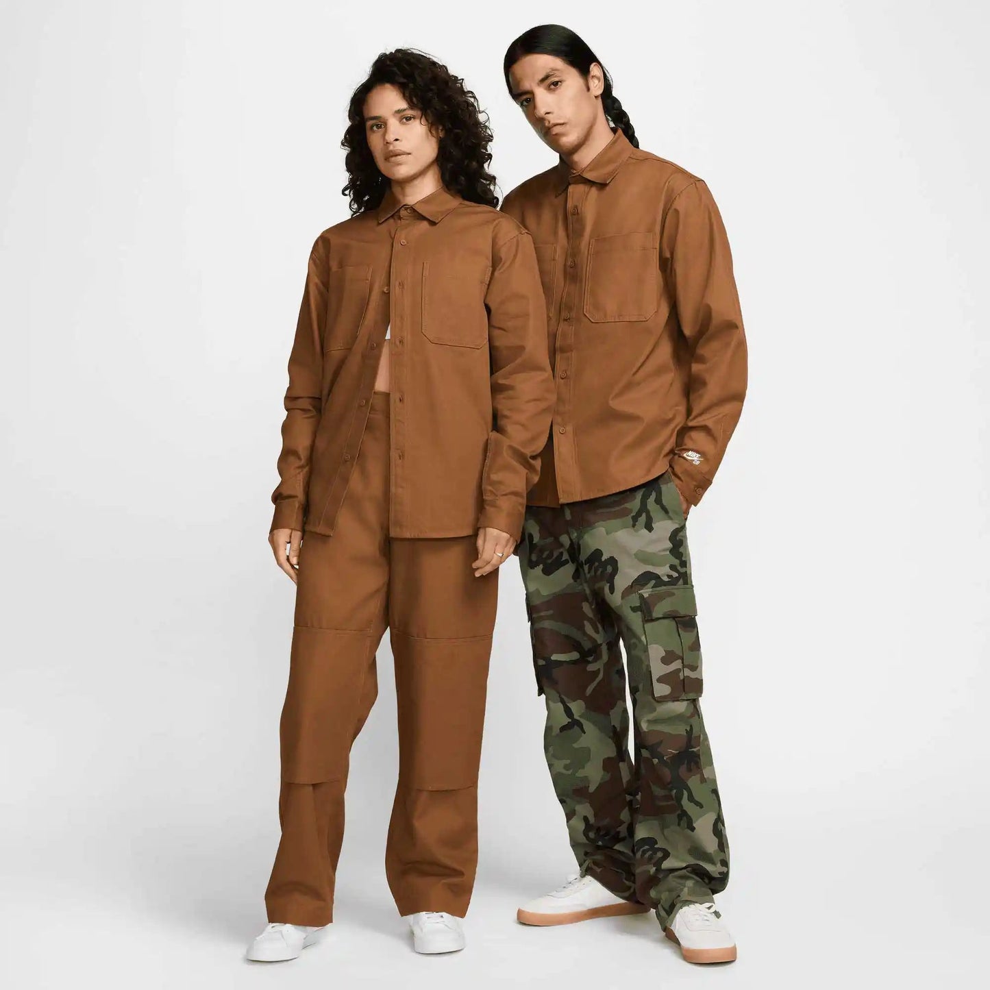 Nike SB Long - Sleeve Woven Skate Top, lt british tan/white - Tiki Room Skateboards - 6