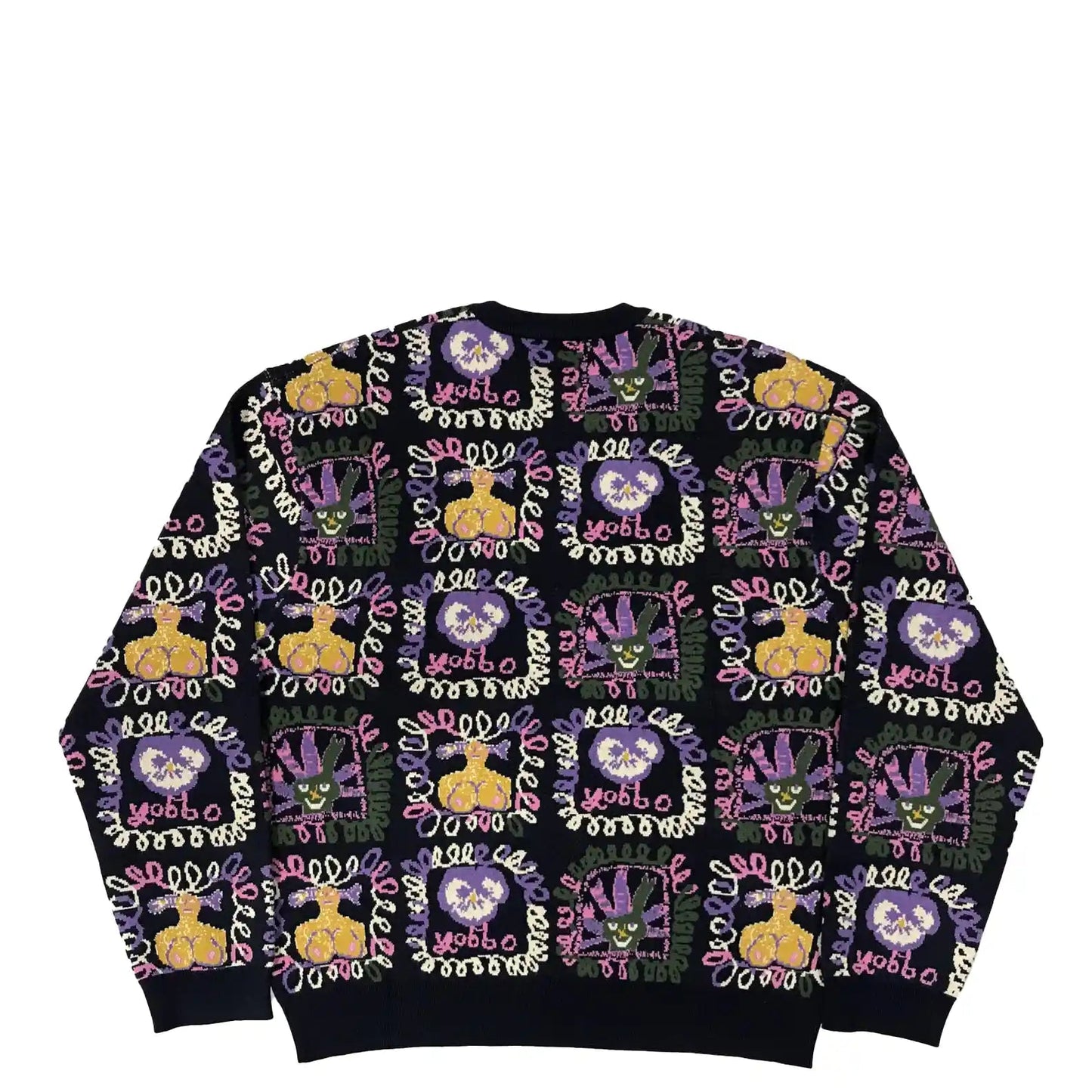 Passport Faces Knit Sweater, black - Tiki Room Skateboards - 3
