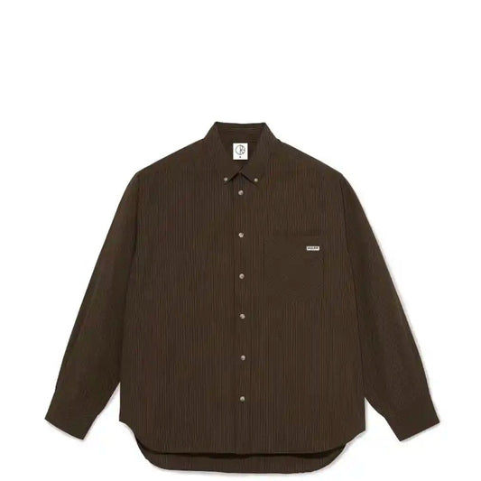 Polar Ben Long Sleeve Poplin Shirt, brown - Tiki Room Skateboards - 1