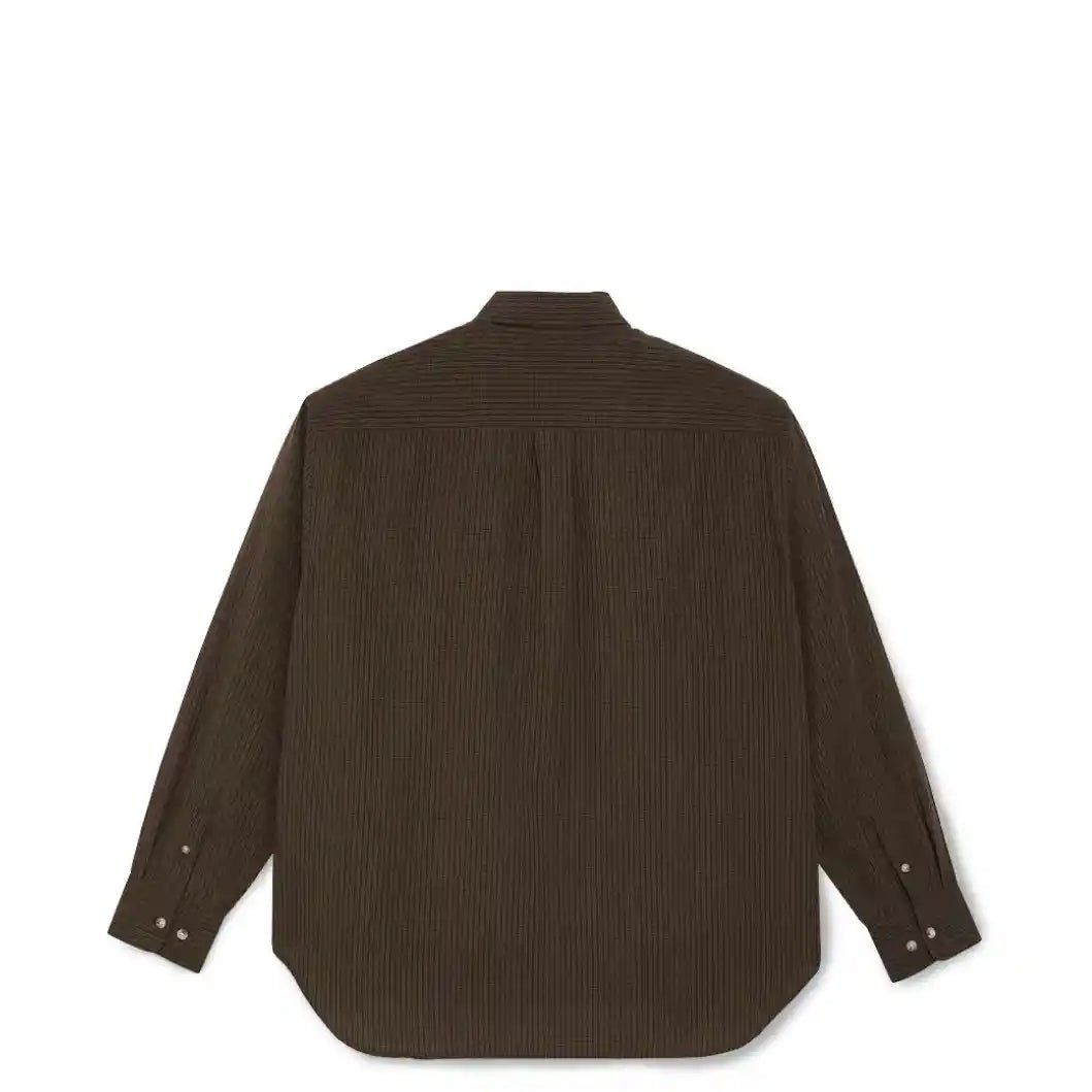Polar Ben Long Sleeve Poplin Shirt, brown - Tiki Room Skateboards - 2