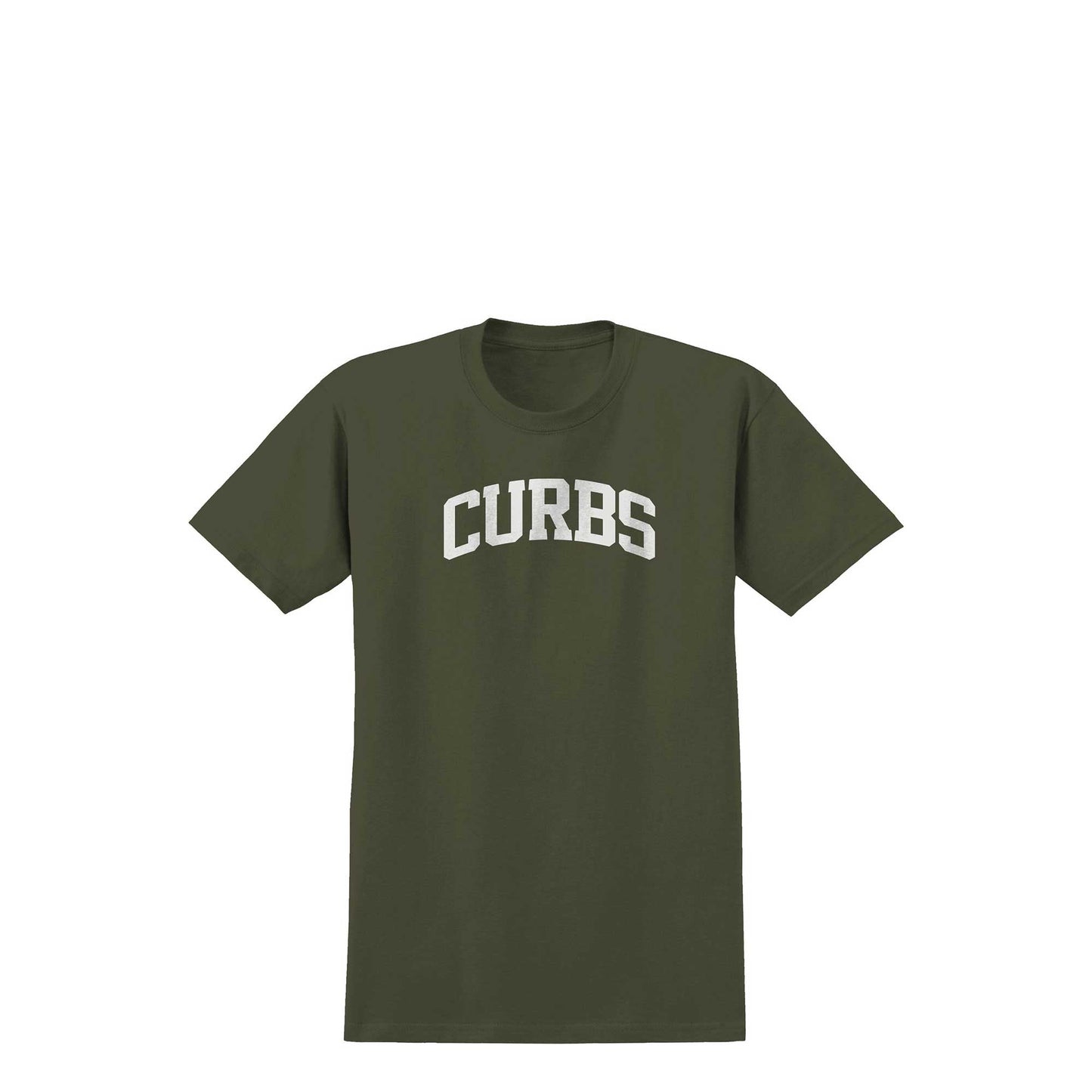Real Curbs T-Shirt, military green w/ white print