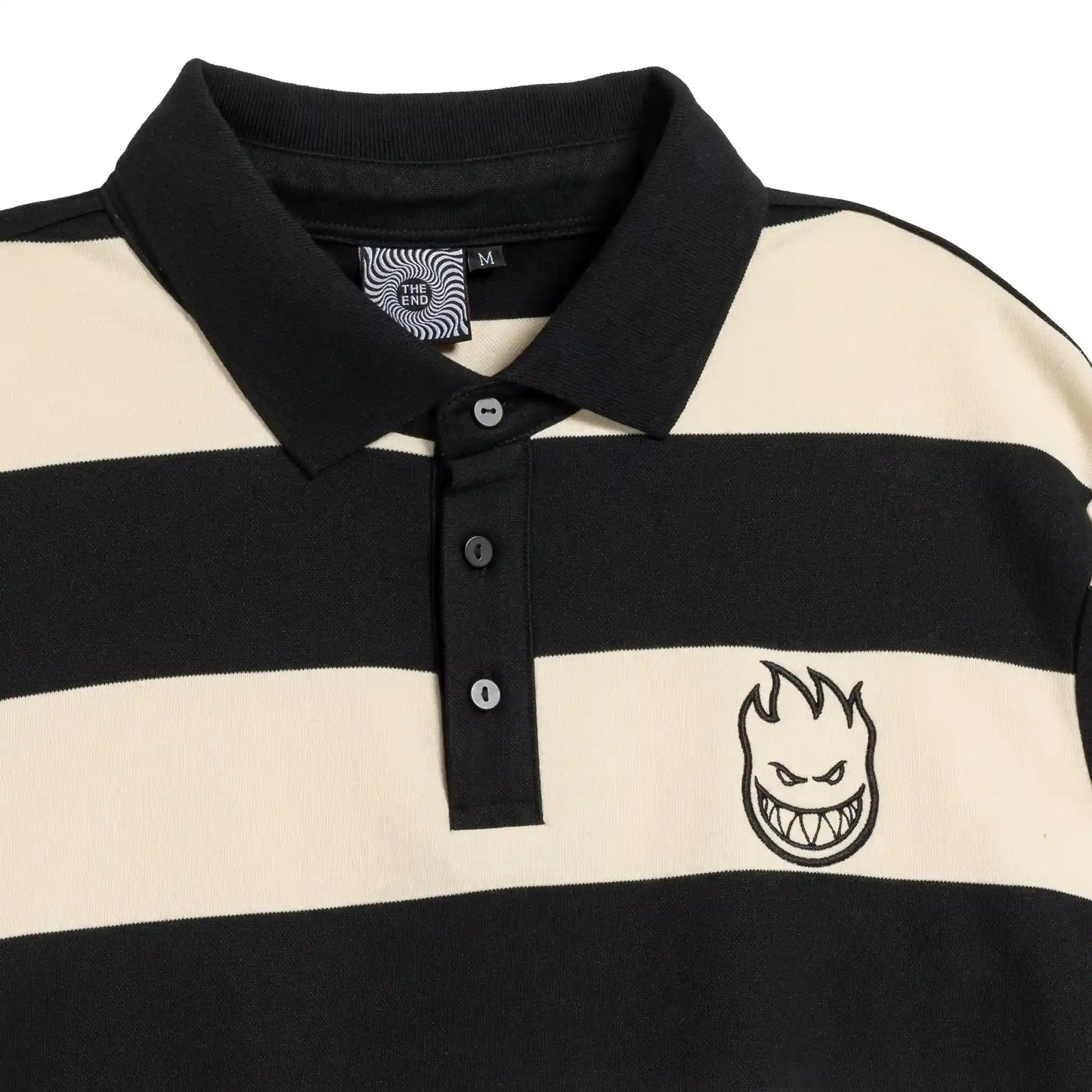 Spitfire Bighead Rugby Long Sleeve shirt, off white/black - Tiki Room Skateboards - 3