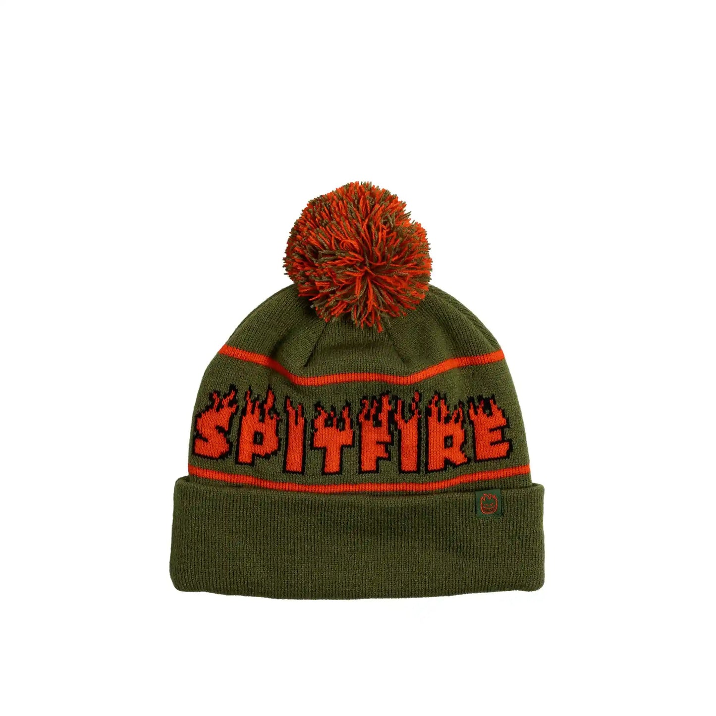 Spitfire Demonseed Script Pom Beanie, olive/red/black