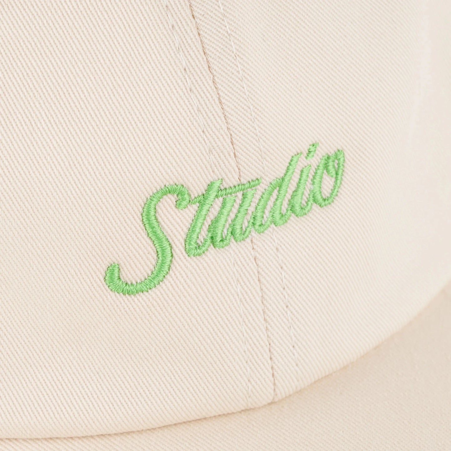 Studio Small Script 6 Panel Hat, stone - Tiki Room Skateboards - 2