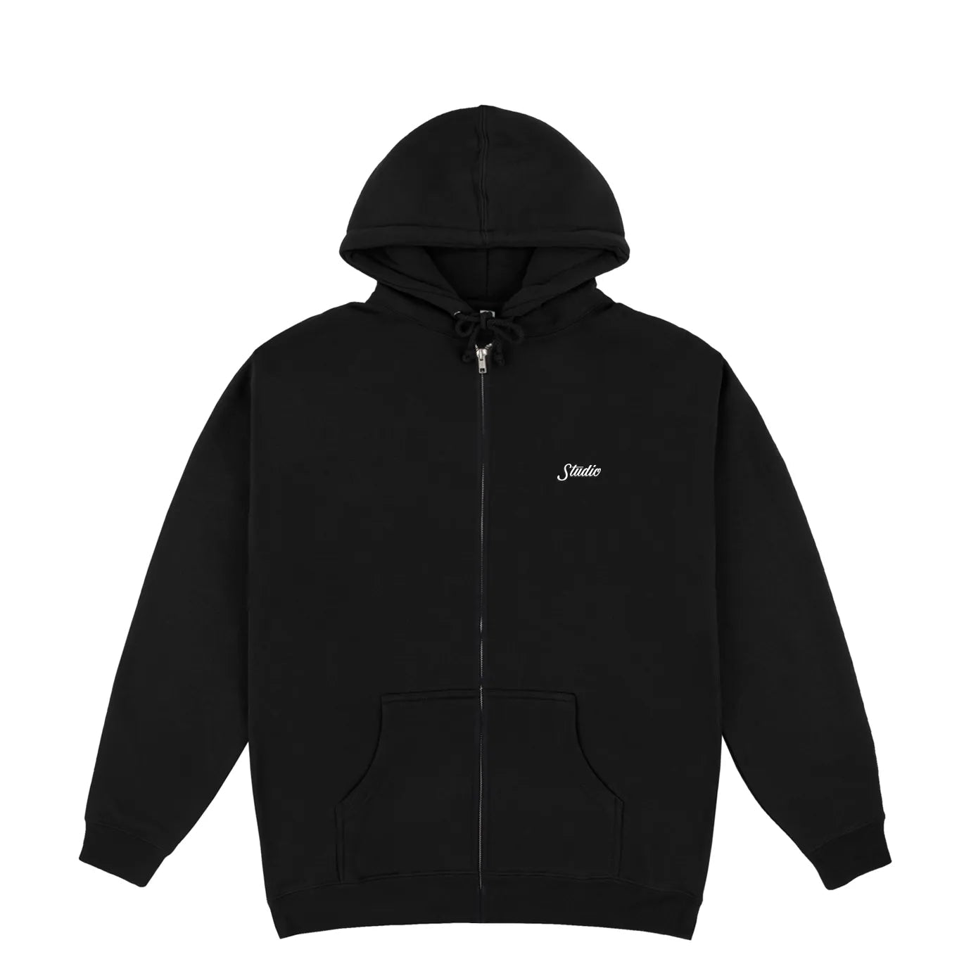 Studio Small Script Zip Hoodie, black - Tiki Room Skateboards - 1