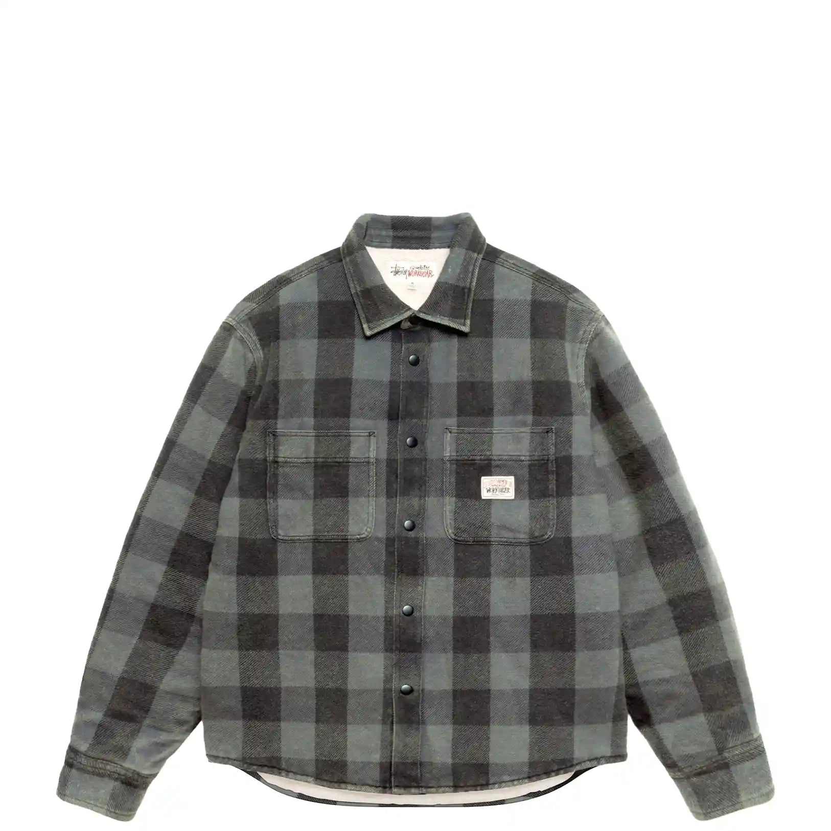 Stussy Buffalo Plaid Shirt, grey - Tiki Room Skateboards
