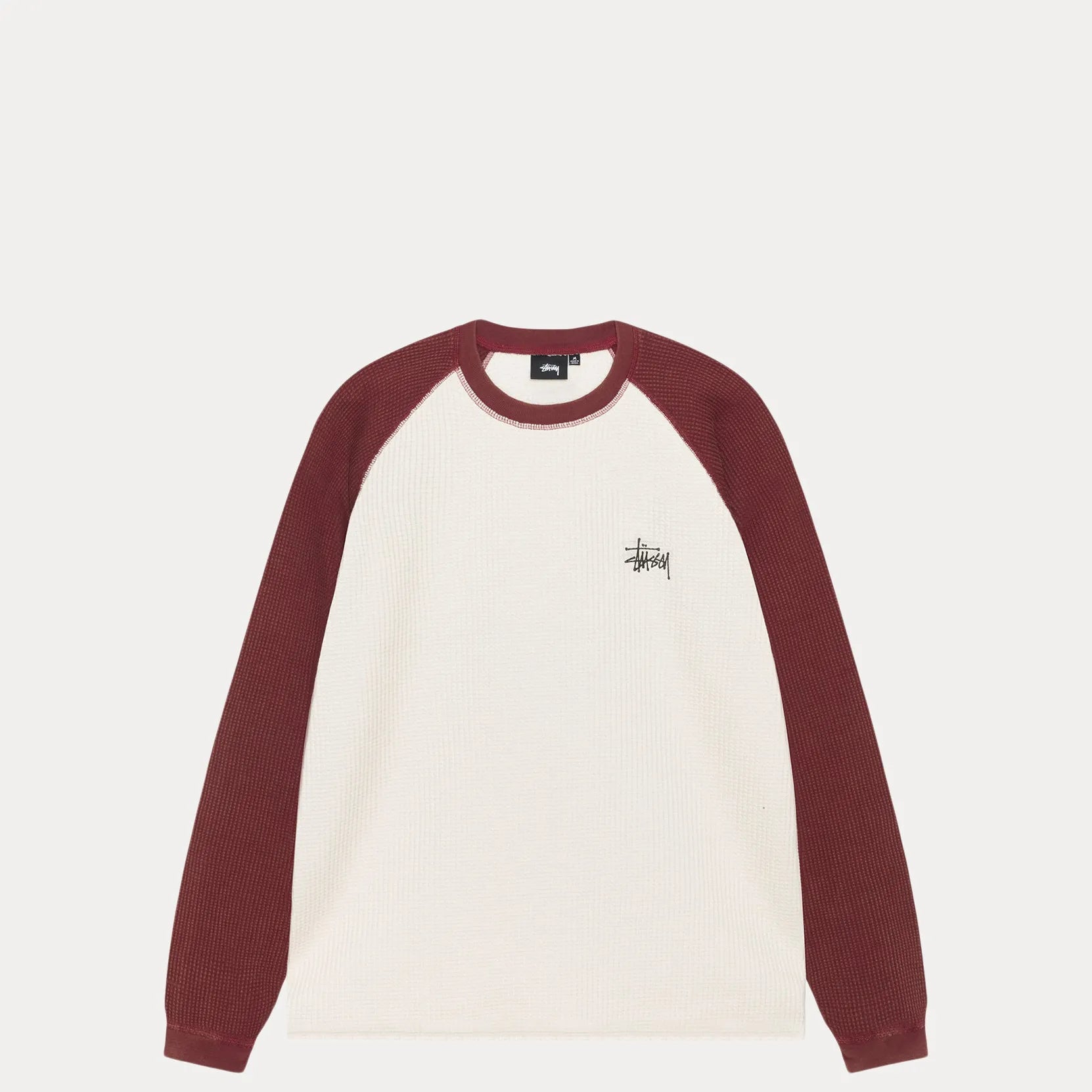Stussy Raglan Thermal 2 Tone, off white - Tiki Room Skateboards