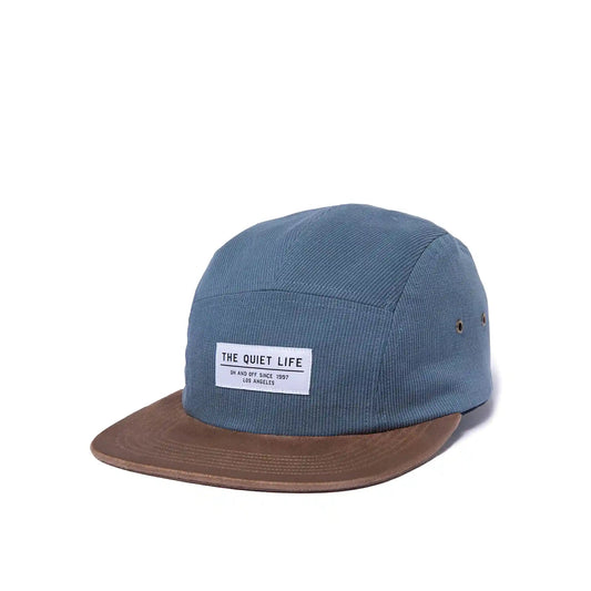 The Quiet Life Cord Combo 5 Panel Camper Hat - Made In USA, blue/tan - Tiki Room Skateboards - 1