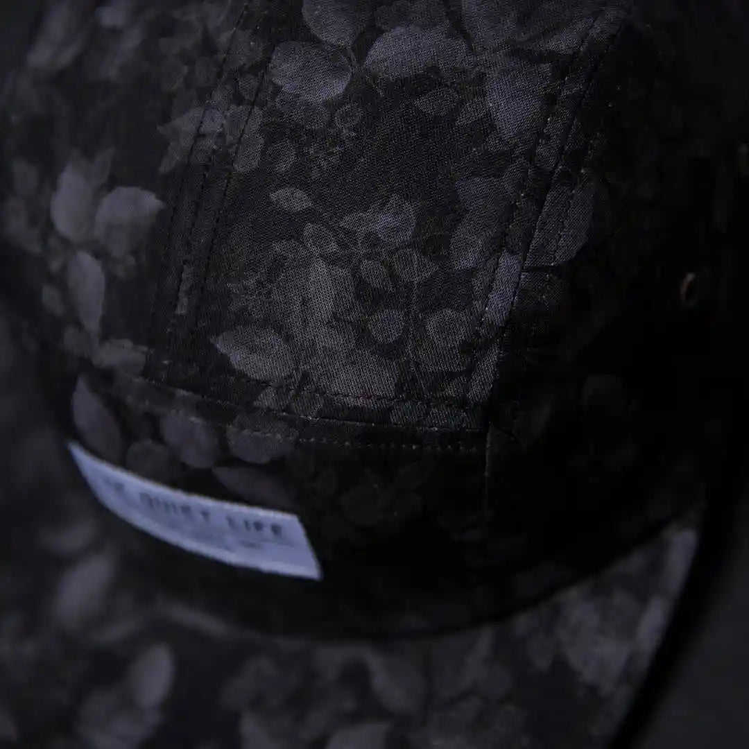 The Quiet Life Watercolor Floral 5 Panel Camper Hat - Made In Usa, black - Tiki Room Skateboards - 2