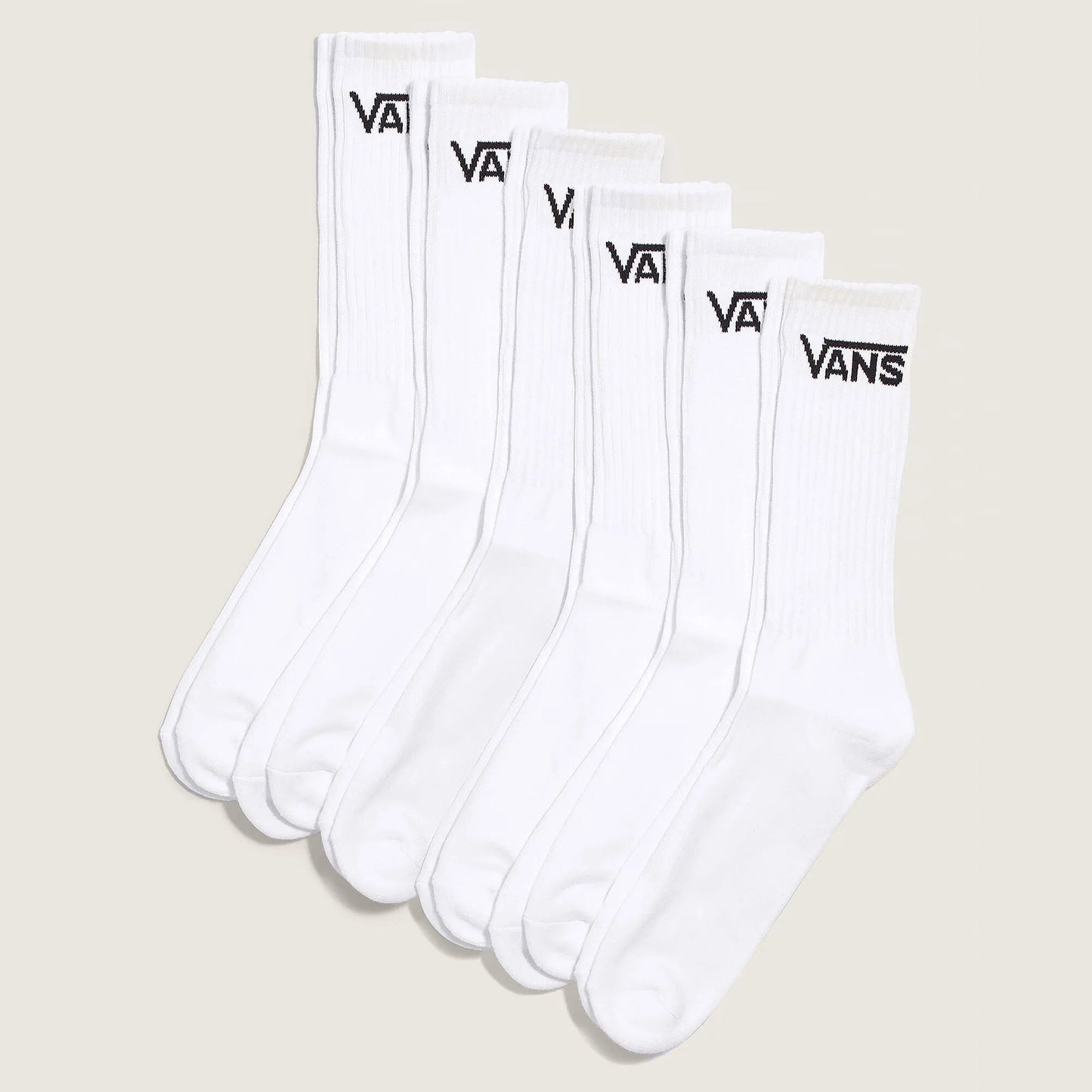 Vans Classic Crew socks, white (6 - pack) - Tiki Room Skateboards - 1
