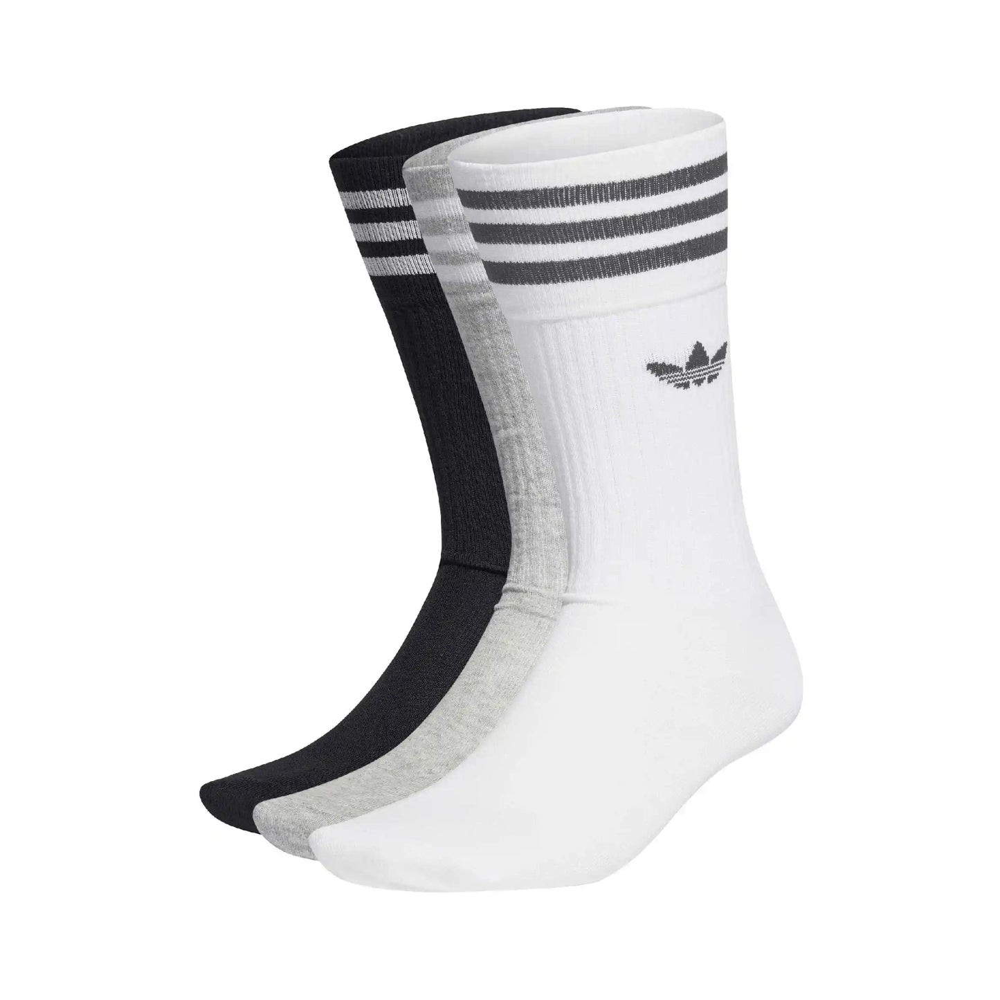 Adidas Solid Crew Socks 3 Pairs, white/medium grey heather/black