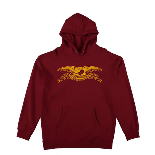 Anti Hero Basic Eagle Pullover Hooded Sweatshirt, maroon w/ gold print - Tiki Room Skateboards - 1