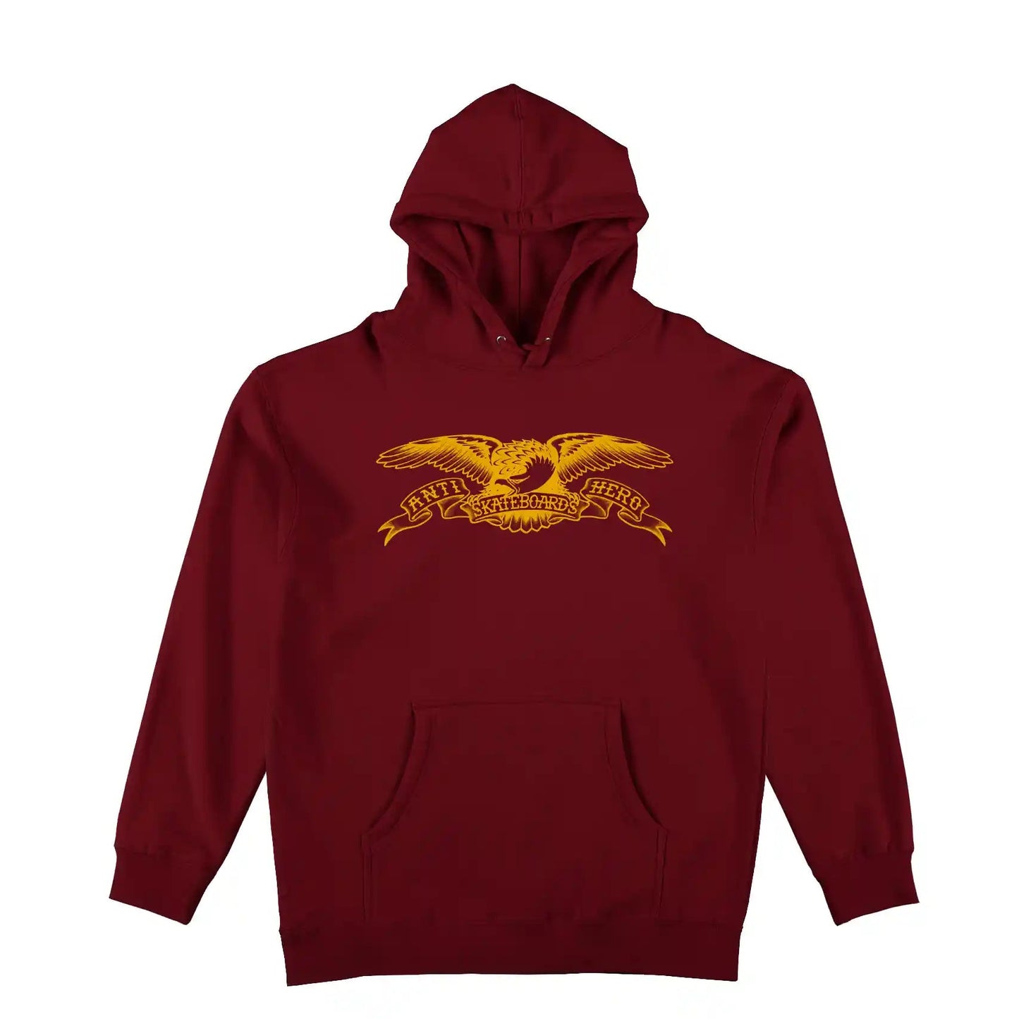 Anti Hero Basic Eagle Pullover Hooded Sweatshirt, maroon w/ gold print