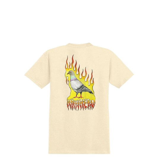 Anti Hero Flame Pigeon T-Shirt, natural w/ multi color prints - Tiki Room Skateboards - 1