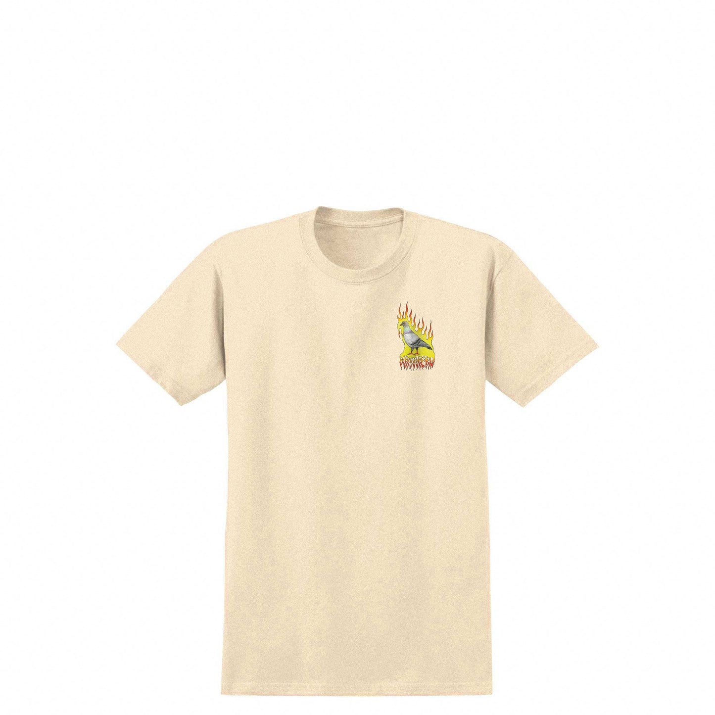 Anti Hero Flame Pigeon T-Shirt, natural w/ multi color prints - Tiki Room Skateboards - 2
