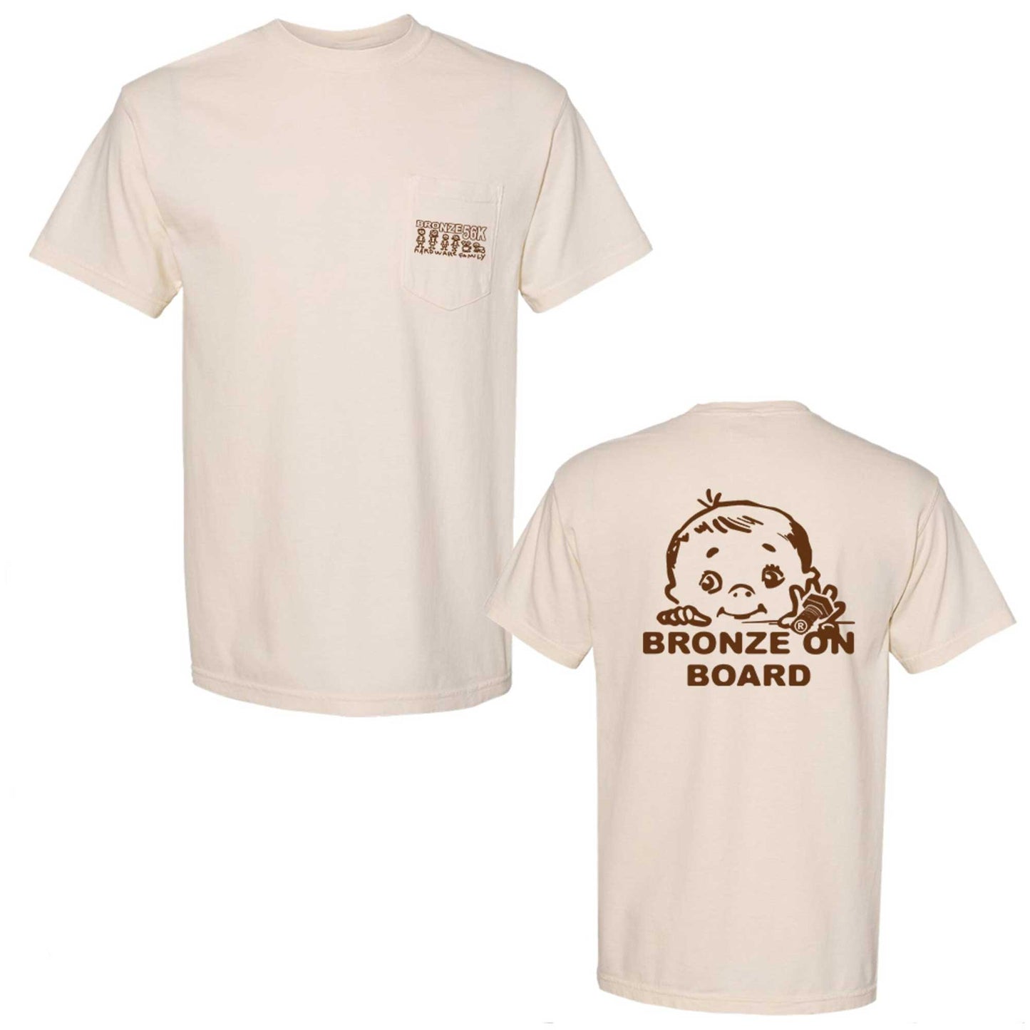Bronze Bob Pocket Tee, ivory - Tiki Room Skateboards - 1