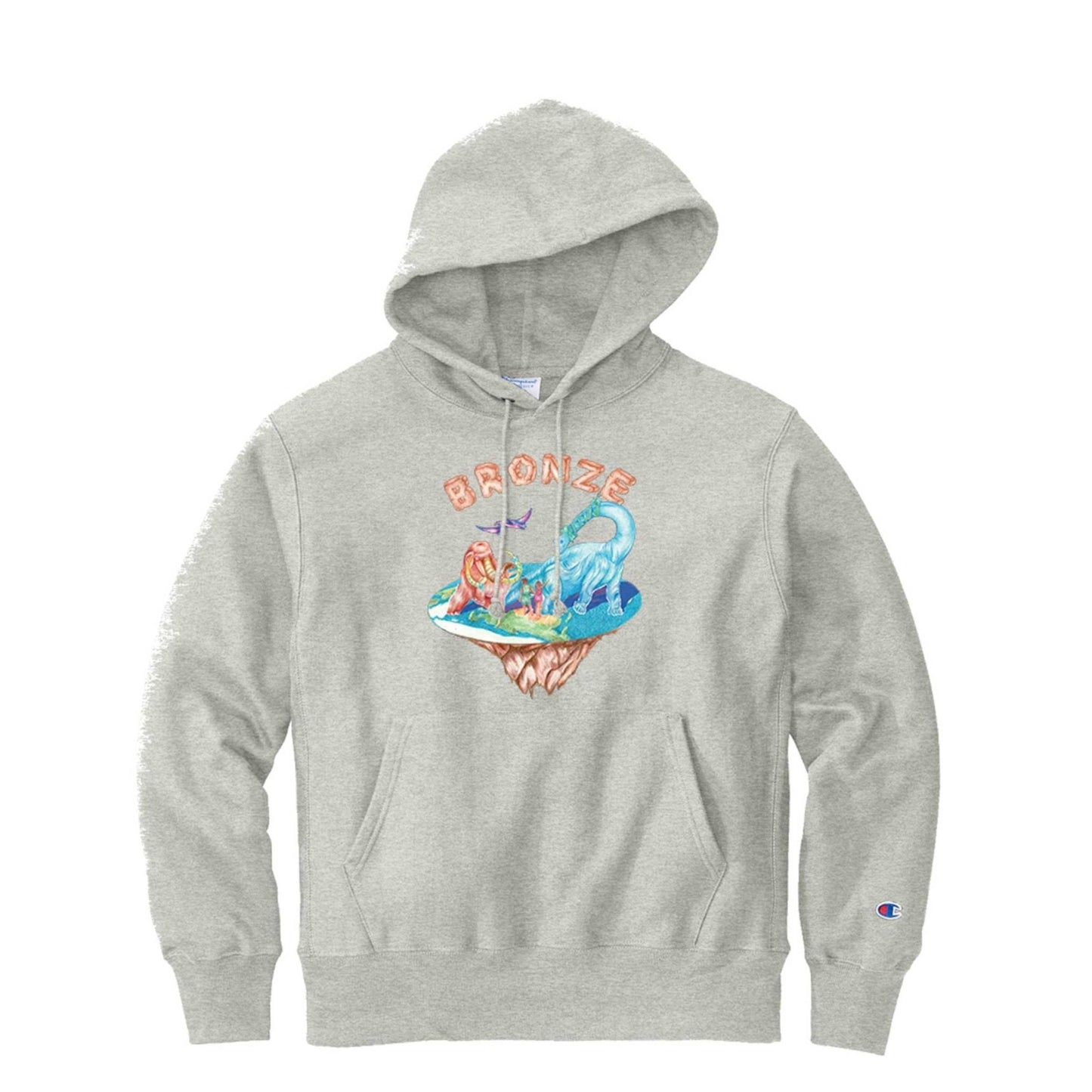 Bronze Flat Earth Hoody, heather grey - Tiki Room Skateboards - 1