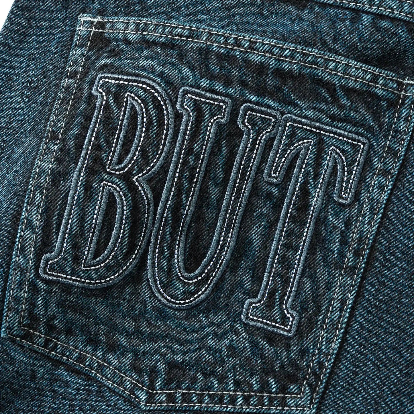 Butter Goods Applique Denim Shorts, acid indigo - Tiki Room Skateboards - 3