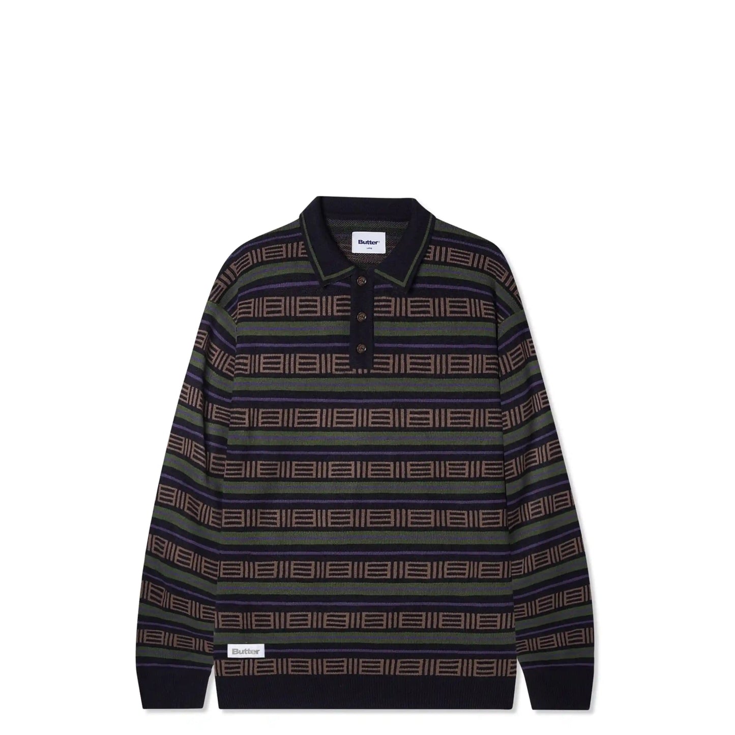Butter Goods Windsor Knitted Sweater, navy / forest