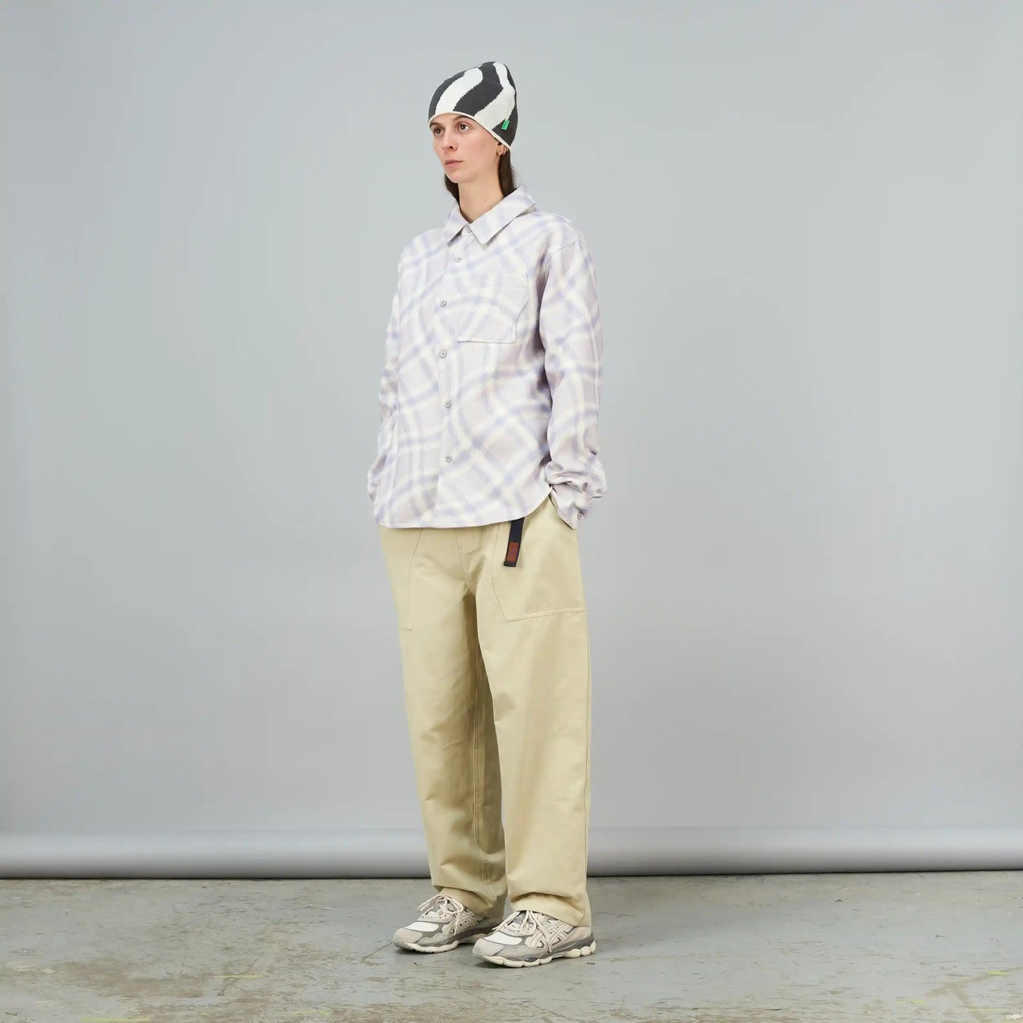 Dime Plaid Fleece Shirt, lilac gray - Tiki Room Skateboards - 3