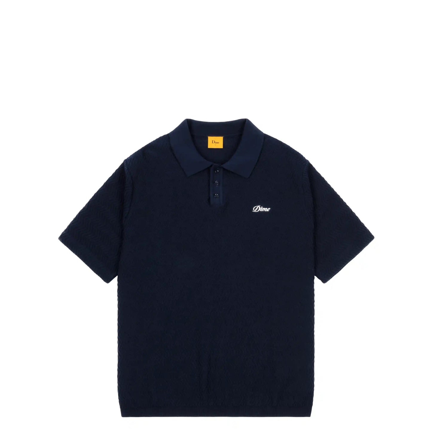 Dime Wave Cable Knit Polo, navy - Tiki Room Skateboards - 1