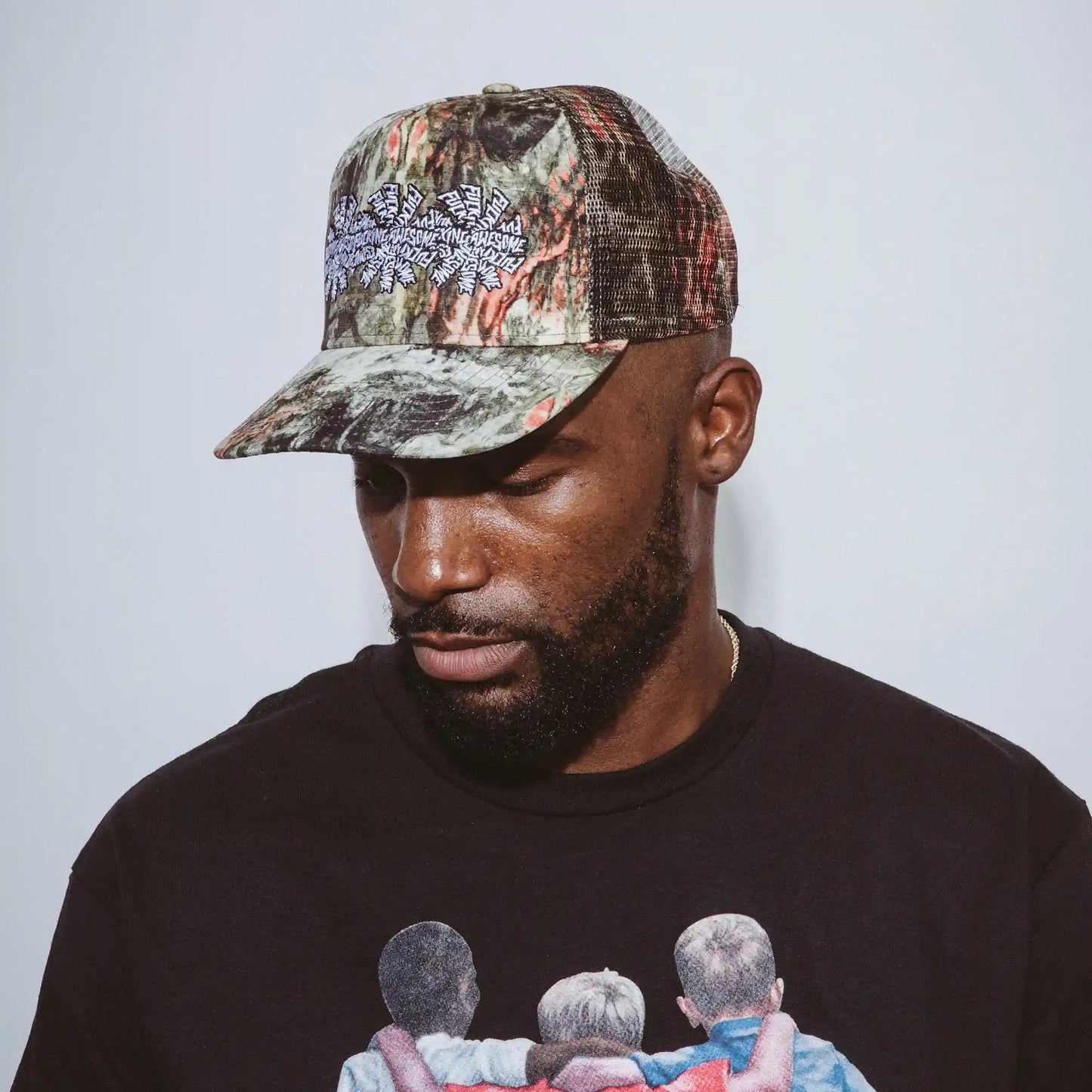 Fucking Awesome Three Sprial Trucker Hat, camo