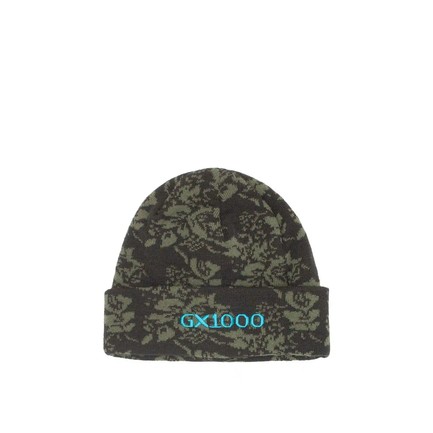 GX1000 Floral Beanie, green - Tiki Room Skateboards - 1