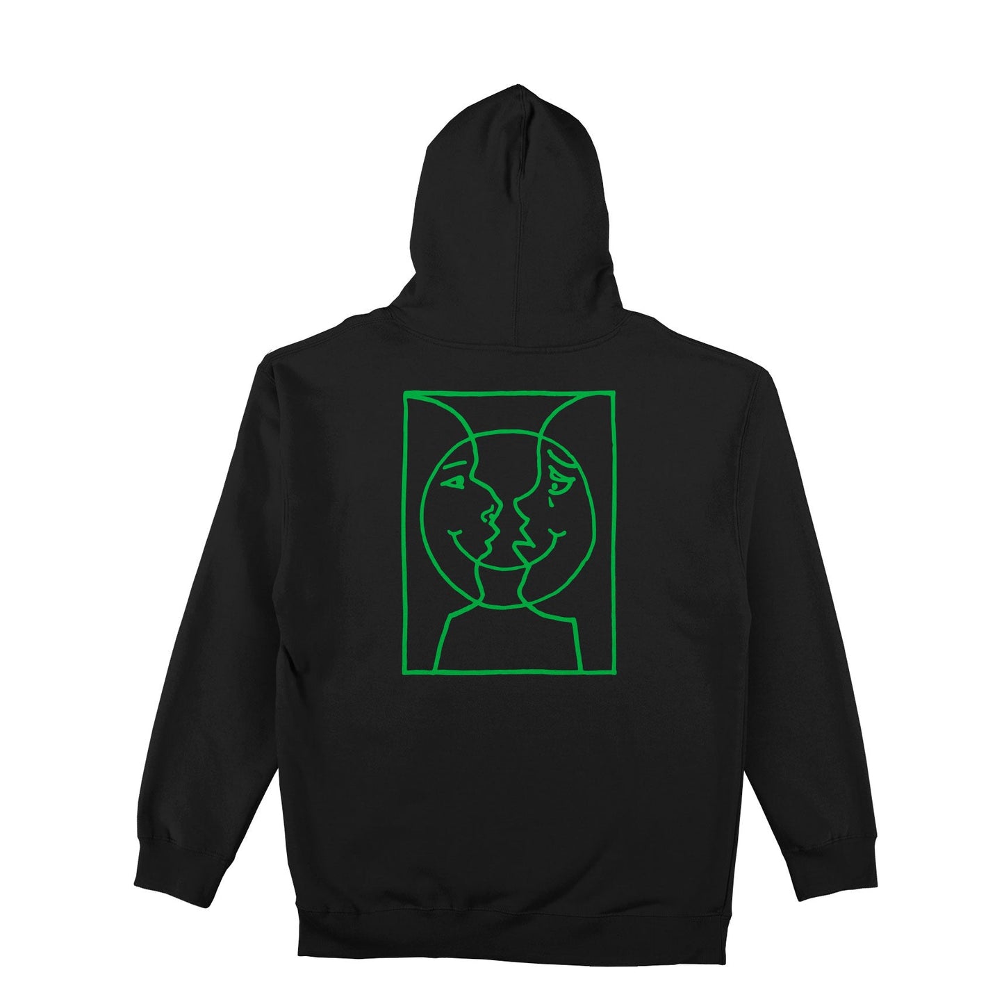 Krooked Moonsmile Raw Hoodie, black w/ green prints - Tiki Room Skateboards - 2