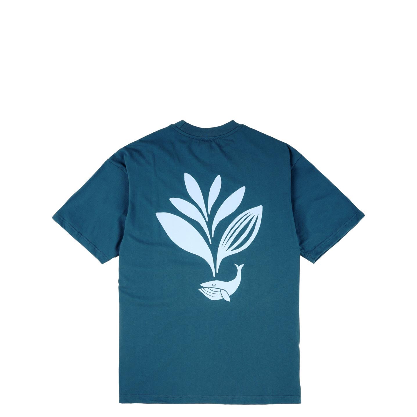 Magenta Whale Plant Tee, blue - Tiki Room Skateboards - 1