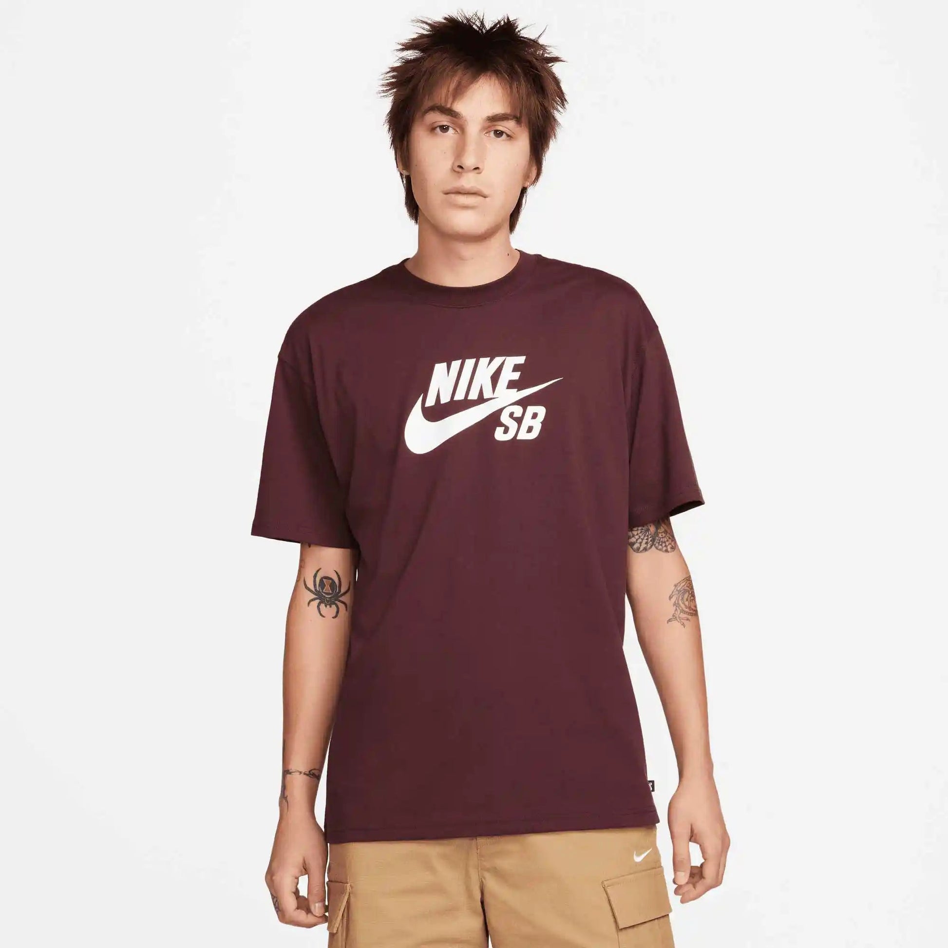 Nike SB Logo Skate T-Shirt, burgundy crush/white - Tiki Room Skateboards - 1