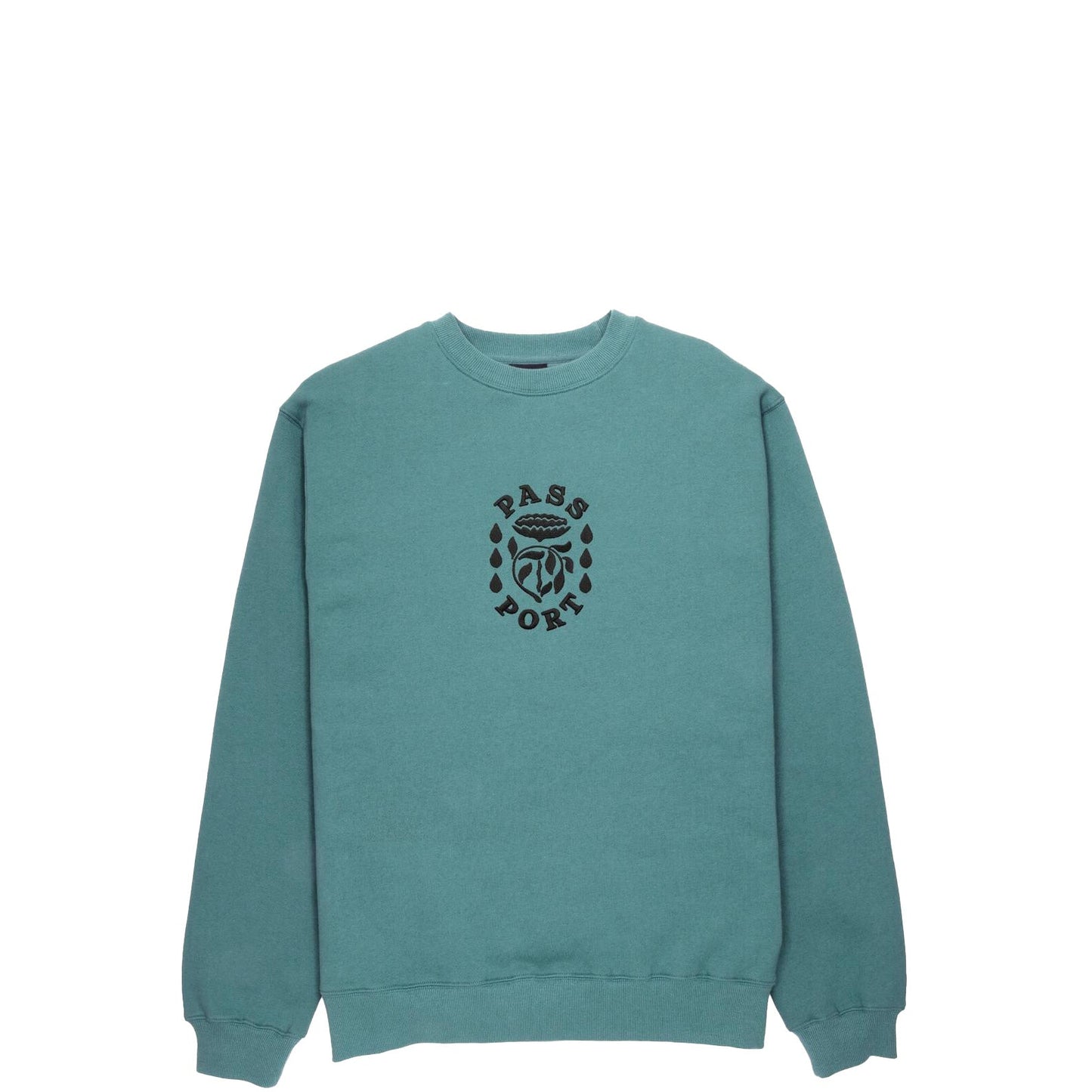Passport Fountain Embroidery Sweater, washed teal - Tiki Room Skateboards - 1