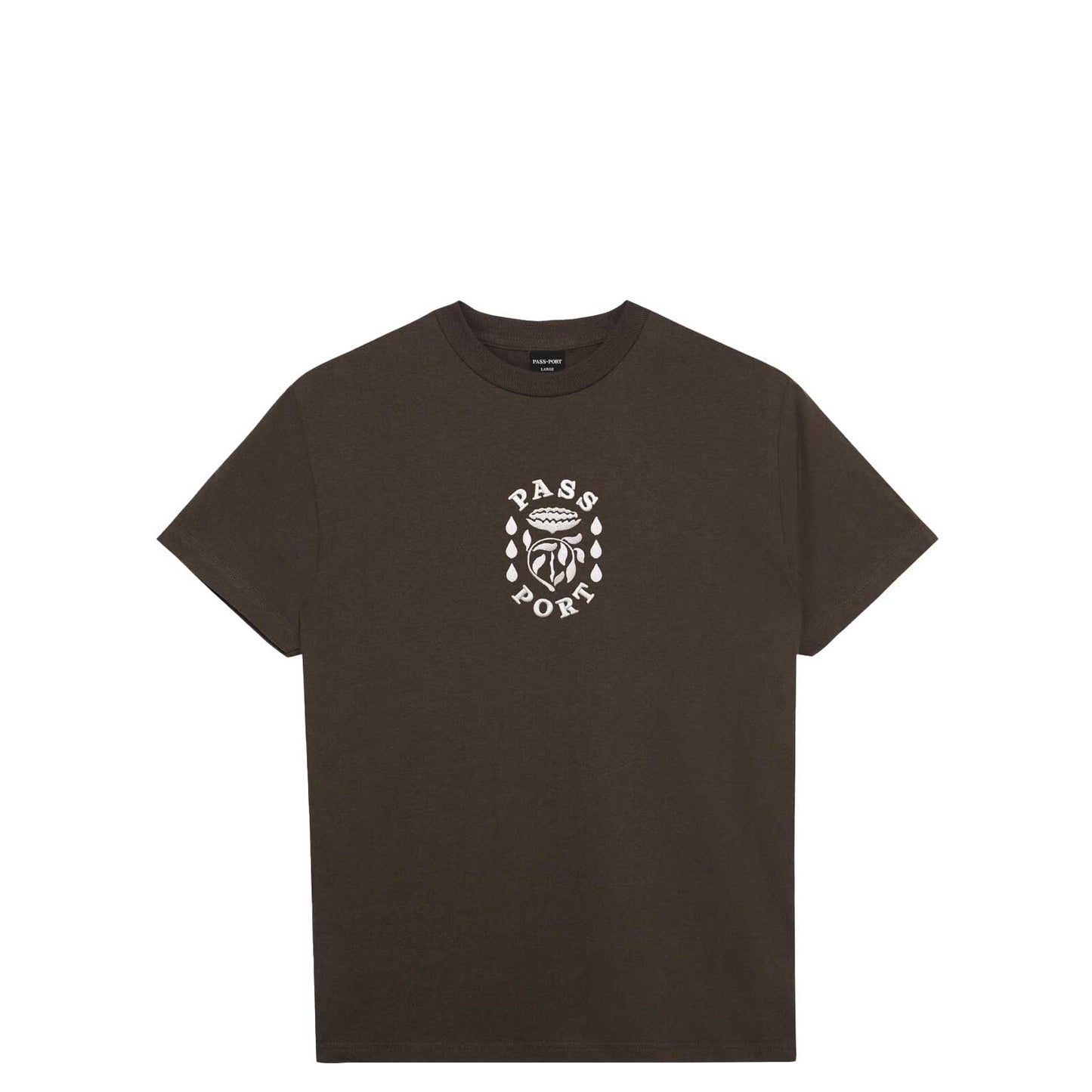 Passport Fountain Embroidery Tee, bark - Tiki Room Skateboards - 1