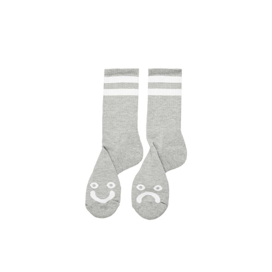 Polar Happy Sad socks, heather grey, heather grey - Tiki Room Skateboards - 1