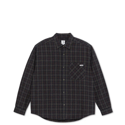 Polar Mitchell Long Sleeve Shirt Flannel, navy / brown - Tiki Room Skateboards - 1