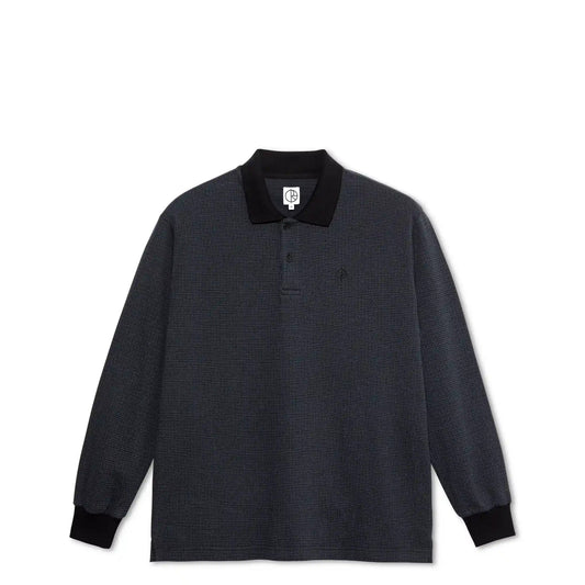 Polar Polo Long Sleeve Shirt Houndstooth, black / grey - Tiki Room Skateboards - 1