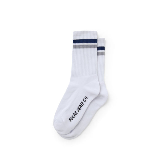 Polar Stripe Socks, white-navy-grey - Tiki Room Skateboards - 1